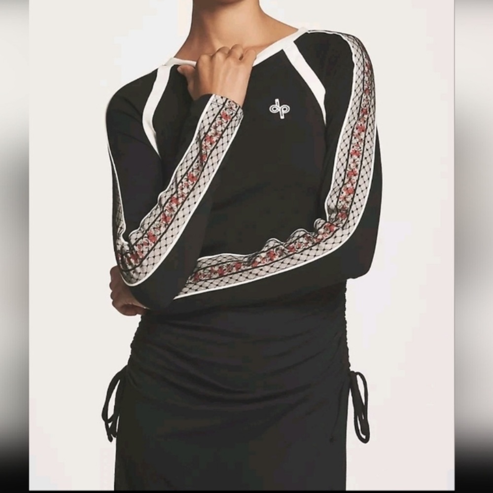 Anthropologie Daily Practice Dress Long Sleeve Ruching Black SIZE MEDIUM NEW - Picture 1 of 7
